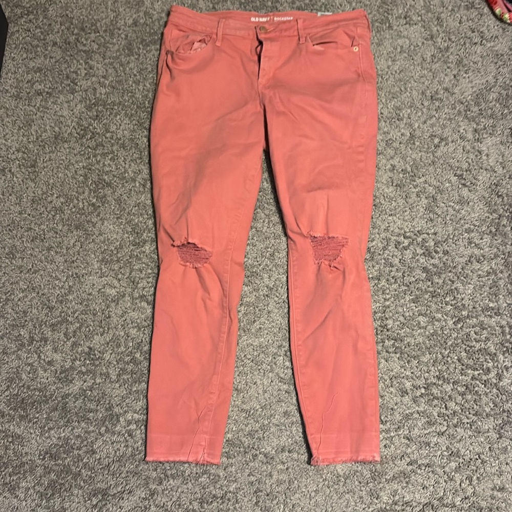 Old navy mid rise rockstar distressed skinny jean size 12